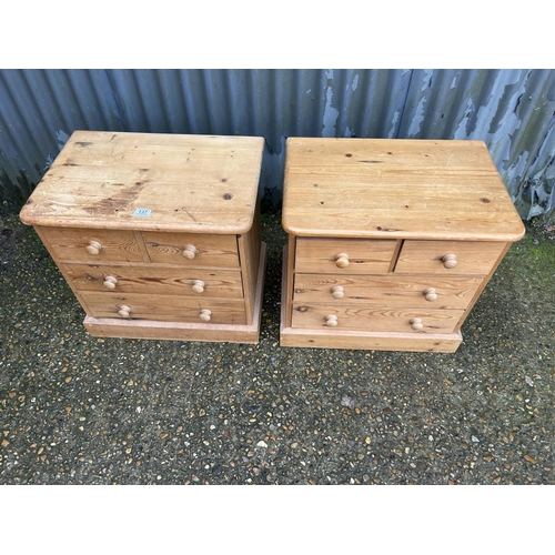 137 - A pair of small pine chests of four drawers 58x40x55