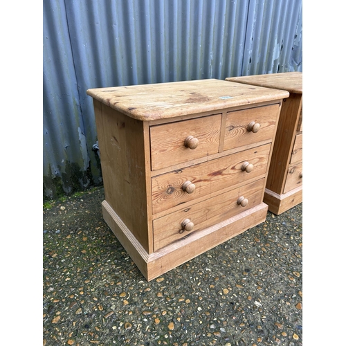 137 - A pair of small pine chests of four drawers 58x40x55