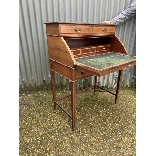 141 - An Edwardian mahogny inlaid writing desk 78x50x105