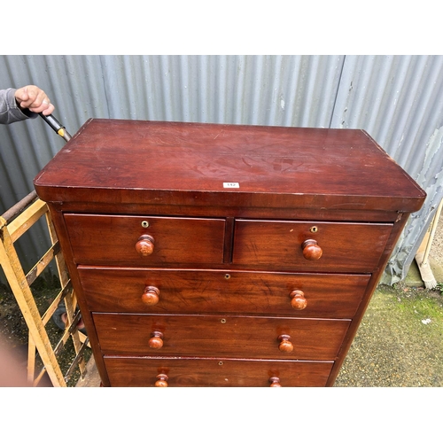 142 - A Victorian mahogany chest of five drawers  96x46x110