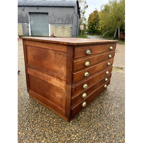 16 - Large oak six drawer plan chest height  86 cms x 120 cms wide  x 88 cms deep