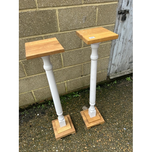 160 - Two painted oak plant stands