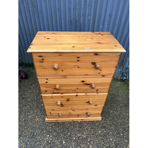 170 - A solid pine chest of four drawers