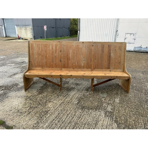 172 - A long pine farmhouse bench seat 257cm long