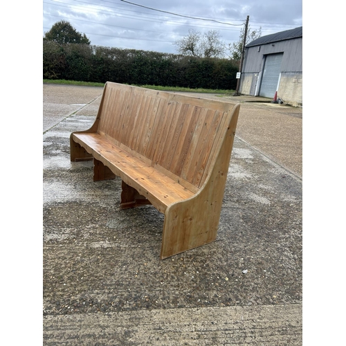 172 - A long pine farmhouse bench seat 257cm long