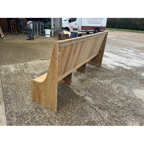 172 - A long pine farmhouse bench seat 257cm long