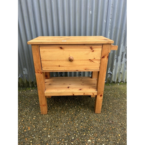 177 - A pine kitchen butchers block with two way drawer 77x40x87