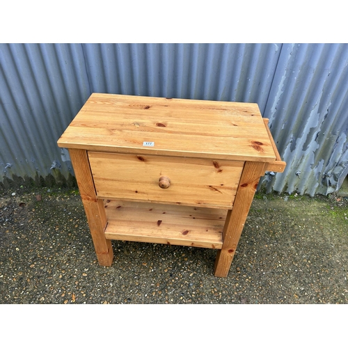 177 - A pine kitchen butchers block with two way drawer 77x40x87