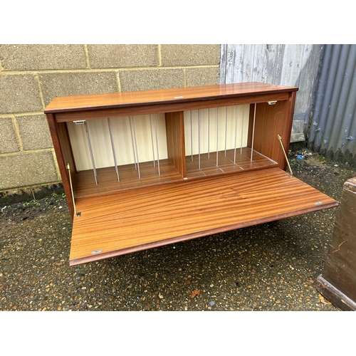 186 - A teak record storage sideboard 107x38x70