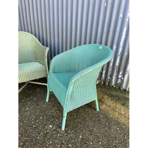 205 - Two green Lloyd loom bedroom chairs