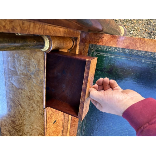 212 - A continental mahogany escritoire cabinet with drop front revealing satinwood interior, fitted with ... 