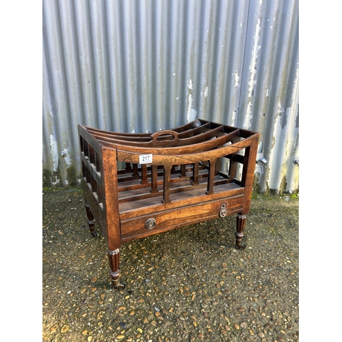 217 - A Victorian rosewood Canterbury book rack 55x38x48