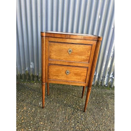 218 - A French mahogany two drawer chest with marble top  57x28x90