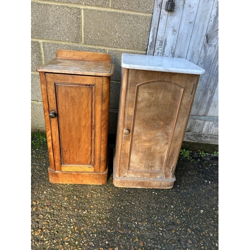 224 - Two Victorian bedsides, one with marble top