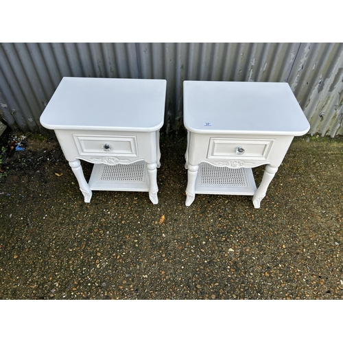 37 - A pair of white painted single drawer bedsides