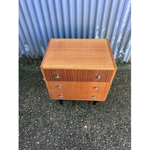 43 - Small retro teak chest of three 57x40x70