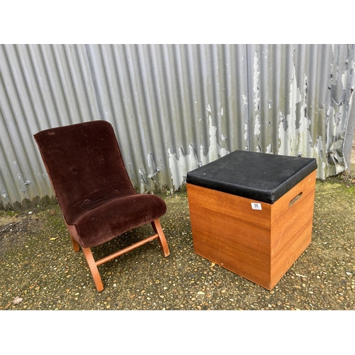 55 - Teak linen box and retro chair