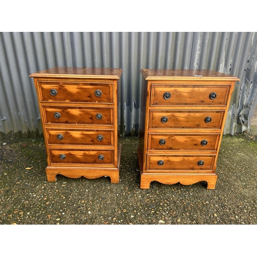 68 - A pair of repro yew chests of four drawers 48x37x70