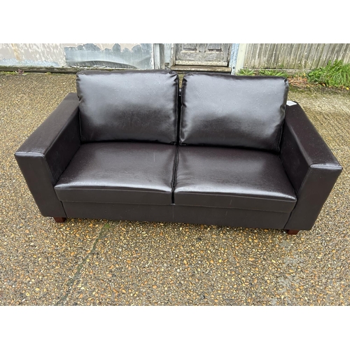 8 - As new ex shop display brown leather effect 2 seater sofa, 175 wide