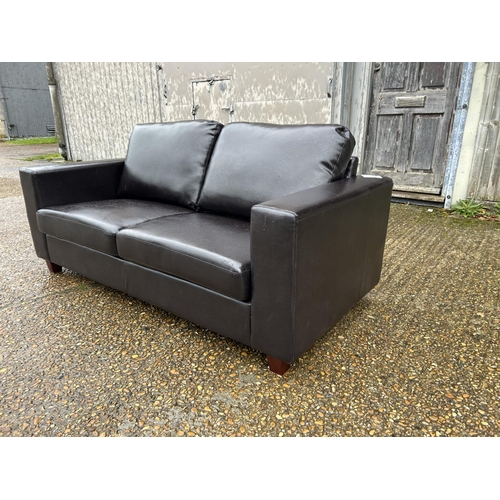 8 - As new ex shop display brown leather effect 2 seater sofa, 175 wide