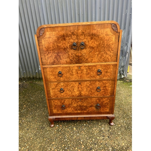 89 - Burr walnut gents wardrobe 76x48x118