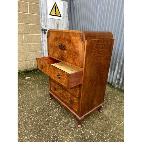 89 - Burr walnut gents wardrobe 76x48x118