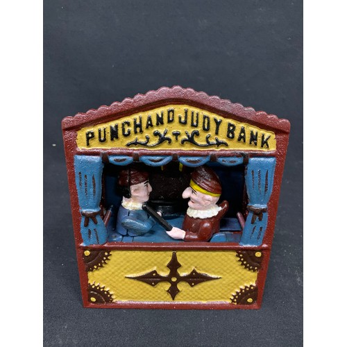 1036 - Cast Iron Punch and Judy Bank, height 18 cms