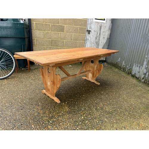 100E - A farmhouse pine refectory dining table 180x80x73