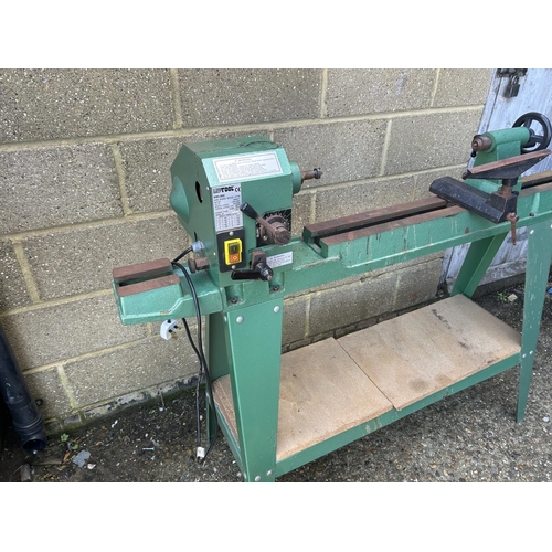 325B - Nutool NWL 900 wood turning lathe with additional chucks in yellow wooden box