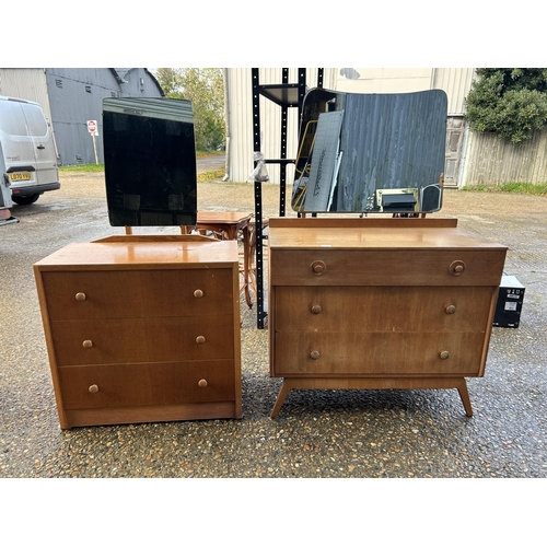 114 - Two mid century g plan style light oak dressing chests