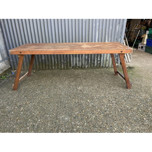 161 - A vimtage style long pine table 70x184 x72