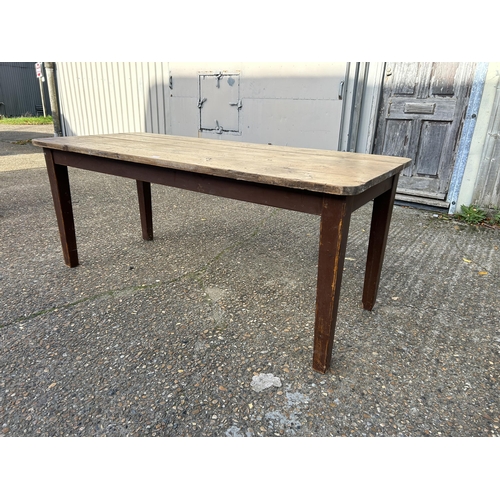 163 - A long vintage pine dining table 184x78x77