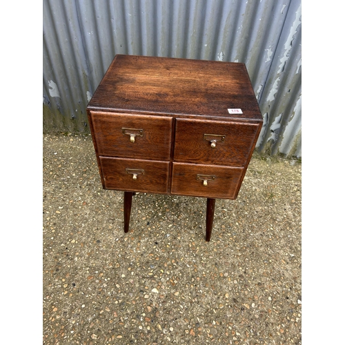 178 - A vintage four drawer filing box on legs 50x40x74