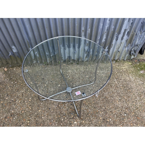 182 - A chrome answer glass coffee table 85cm diameter