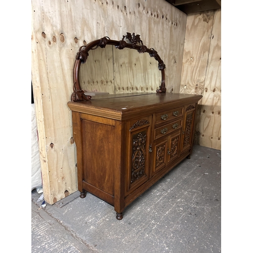 241 - A very large Edwardian mahogany mirror back sideboard  184x60x99