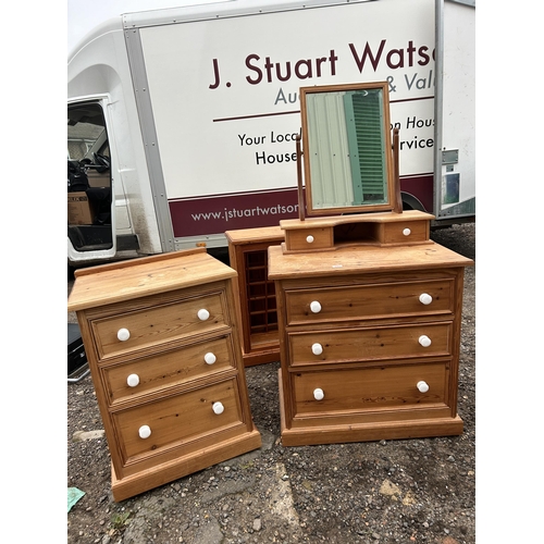 243 - A pine bedroom pair, consisting  of dressing chest and chest of three drawers