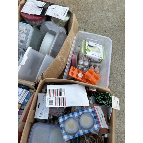 286 - Nine boxes of assorted kitchenware including Tupperware, moulds, baking sundries