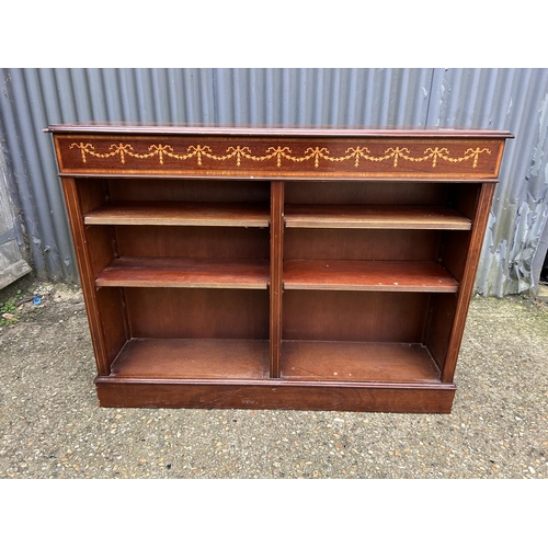 3 - A mahogany inlaid open fronted bookcase  127x23 x92