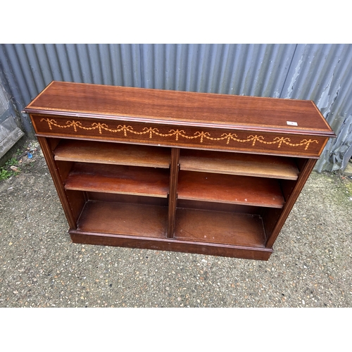 3 - A mahogany inlaid open fronted bookcase  127x23 x92