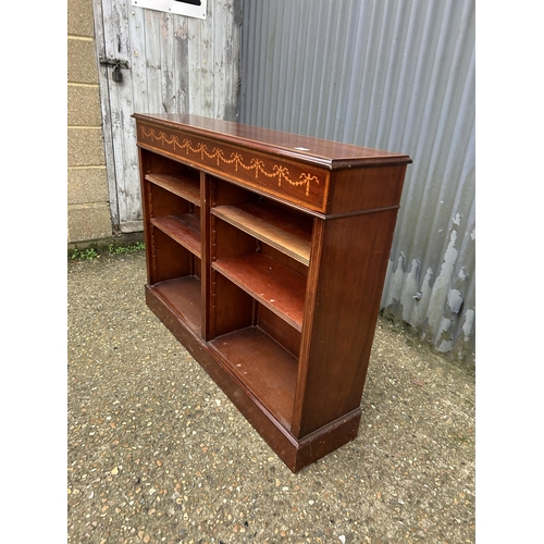 3 - A mahogany inlaid open fronted bookcase  127x23 x92