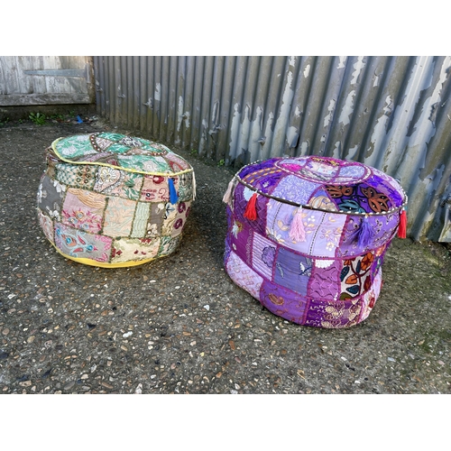 45 - A pair of patchwork pouffes