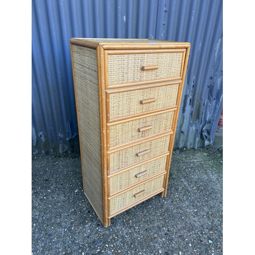 63 - A bamboo effect tallboy chest 50 x40x130