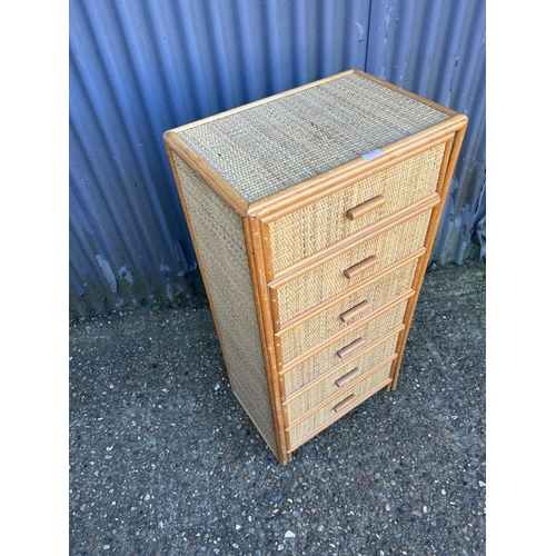 63 - A bamboo effect tallboy chest 50 x40x130