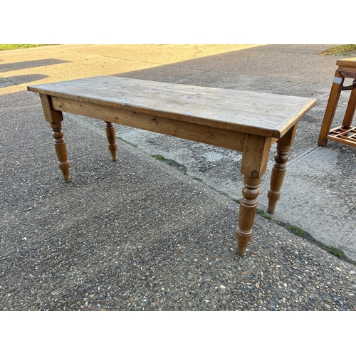 70 - A vintage long pine dining table 180x70x77