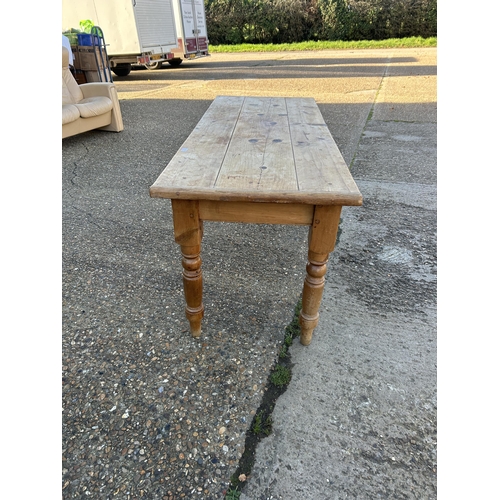 70 - A vintage long pine dining table 180x70x77