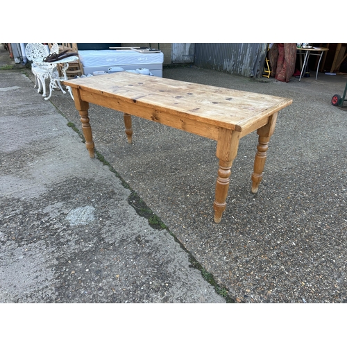 70 - A vintage long pine dining table 180x70x77