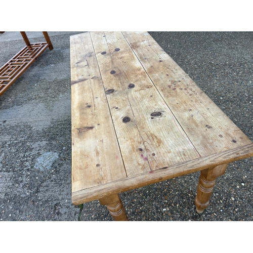 70 - A vintage long pine dining table 180x70x77