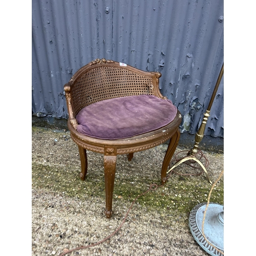 9 - French stool together with three floor standing lamps