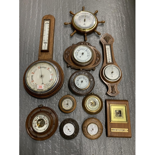 386 - A collection of 11 Wall barometers