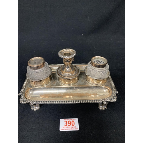 390 - Silver Plated Inkstand